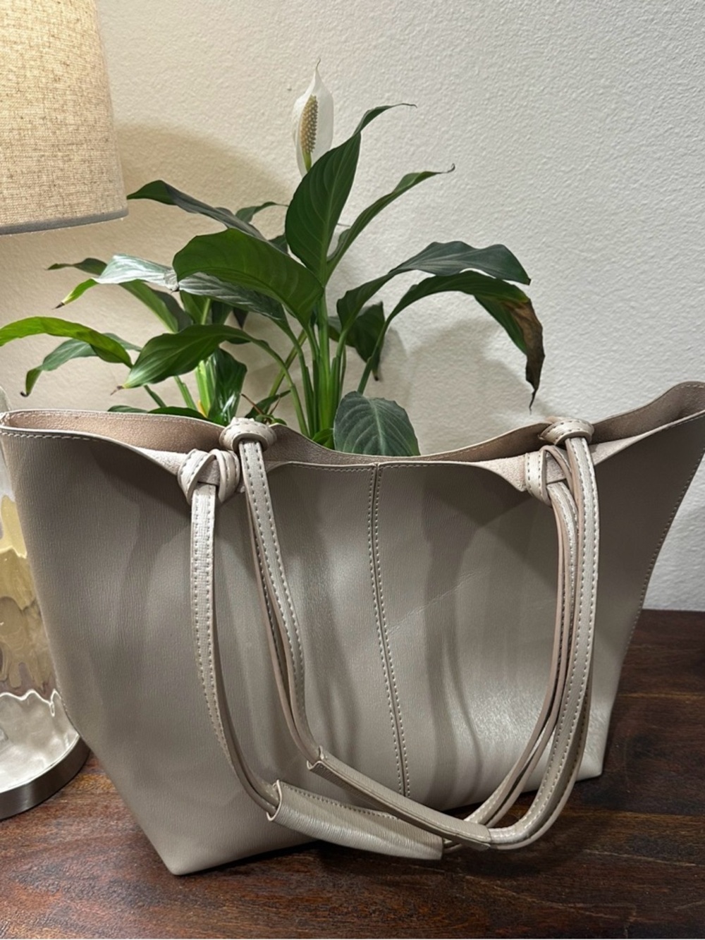 Neiman Marcus Taupe Leather Tote Bag